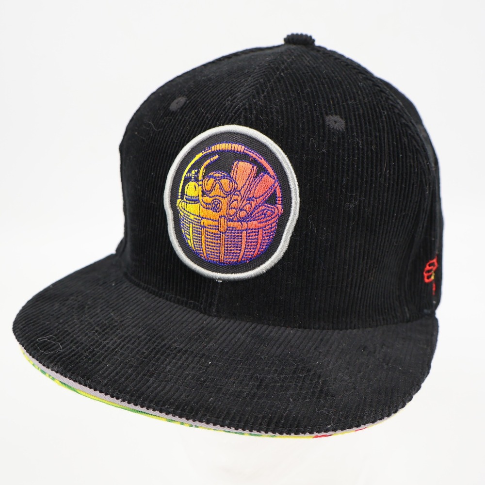 Nomadic Movement Snapback Hat Mens OSFM Black Corduroy Tico Time Hippie Wrangler